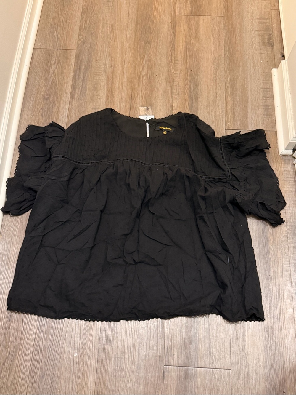 Sugarlips Black Ruffle Sleeve Blouse
